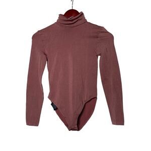 Wolford Mauve Turtleneck Long Sleeve Bodysuit